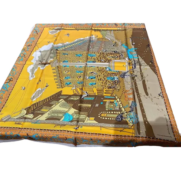 Khăn Lụa Salvatore Ferragamo Palazzo Print Silk Scarf Màu Nâu Vàng - Thời trang - Vua Hàng Hiệu