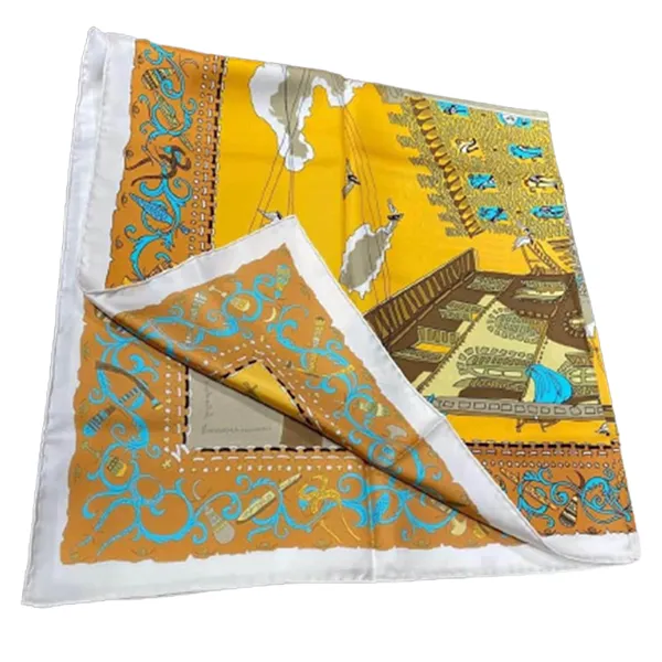 Khăn Lụa Salvatore Ferragamo Palazzo Print Silk Scarf Màu Nâu Vàng - Thời trang - Vua Hàng Hiệu