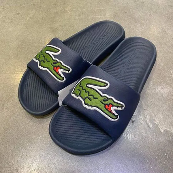 Dép Lacoste Men Croco Slide 120 2 US Slides in Màu Xanh Navy Size 43