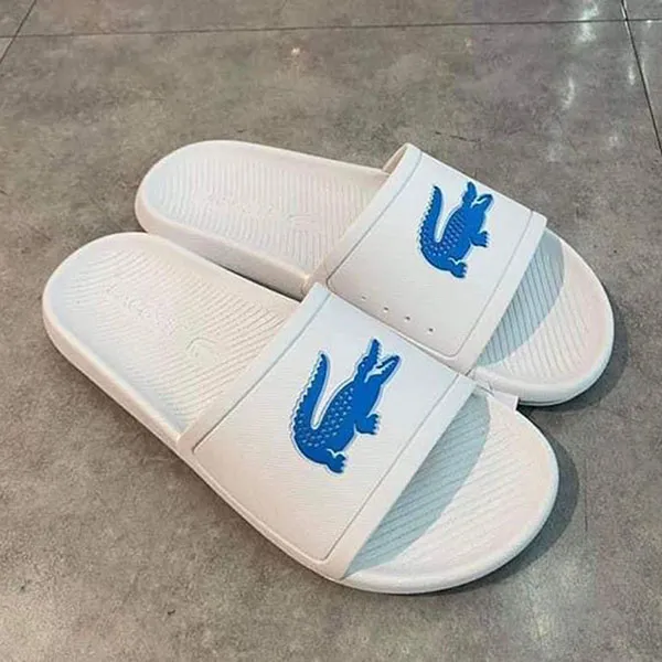 Dép Lacoste Men's Croco Slide Sandal Màu Trắng Xanh