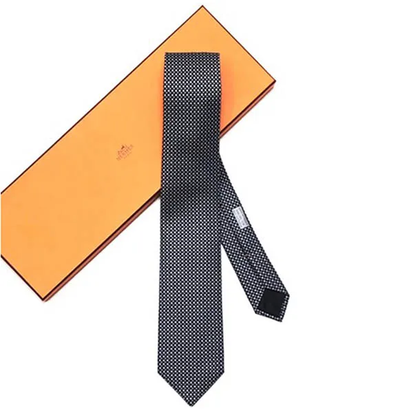 Cà Vạt Hermès Noir/Anthracite/Gris SP019297 Màu Đen