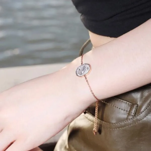 Vòng Đeo Tay Swarovski Signum Braceletswan, White, Rose Gold-Tone Plated Màu Vàng Hồng