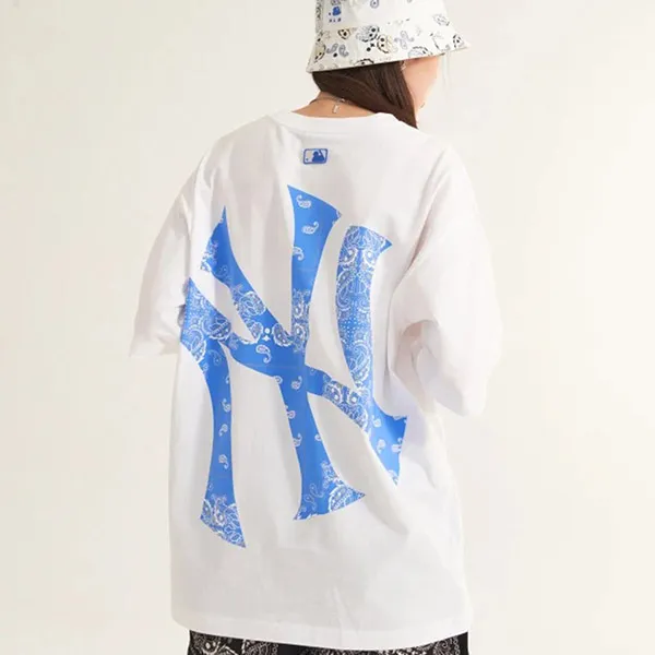 Áo Thun MLB Paisley Megalogo New York Yankees 3ATS53023-50WHS Tshirt Màu Trắng Size M