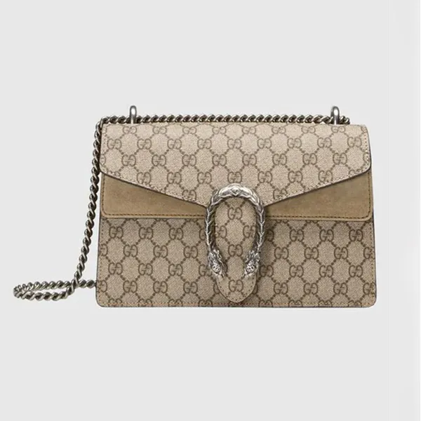 Túi Đeo Chéo Gucci Dionysus GG Supreme Mini Beige Leather Màu Be