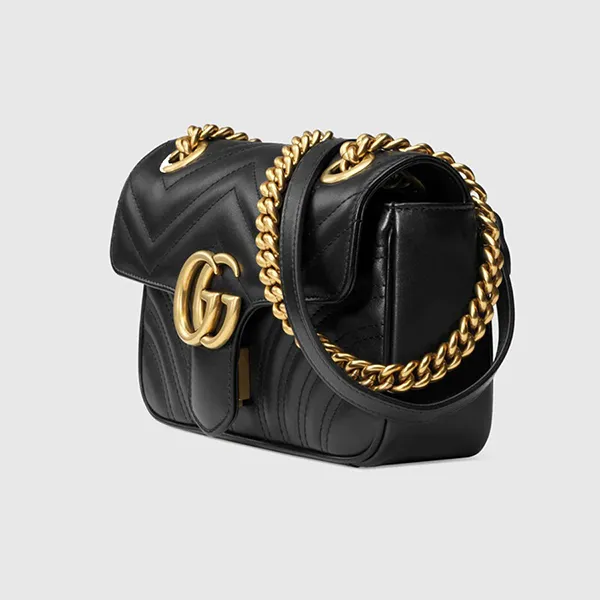 Túi Đeo Chéo Gucci Black Mini GG Marmont Bag Màu Đen N-QL
