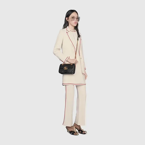 Túi Đeo Chéo Nữ Gucci Black Mini GG Marmont Bag Black Màu Đen - Túi xách - Vua Hàng Hiệu