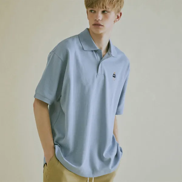 Áo Polo WHOAU Steve Short Sleeve Collar T-Shirt WHHAC2414U Màu Xanh Blue Size M - Thời trang - Vua Hàng Hiệu