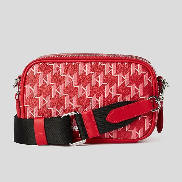 Túi Đeo Chéo Karl Lagerfeld Ikonik Monogram Camera Bag With Karlimal Charm Màu Đỏ - Túi xách - Vua Hàng Hiệu