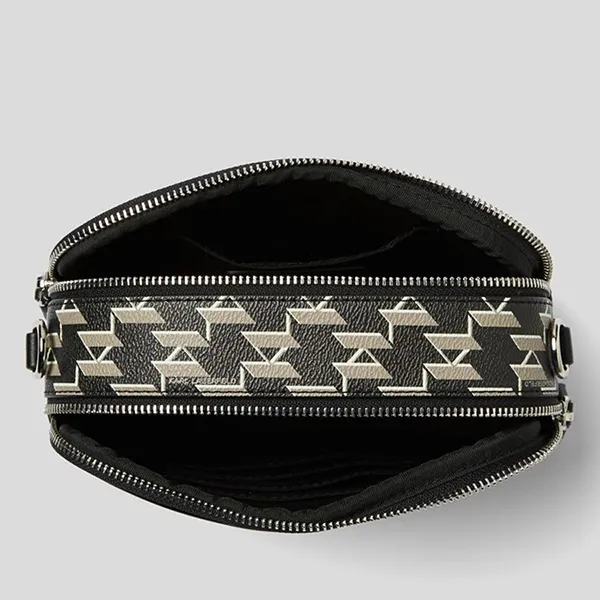 Túi Đeo Chéo Karl Lagerfeld Ikonik Monogram Camera Bag With Karlimal Charm Màu Đen