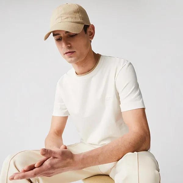 Áo Phông Lacoste Men’s Bicolor Crew Neck Cotton T-shirt Màu Trắng Kem Size S