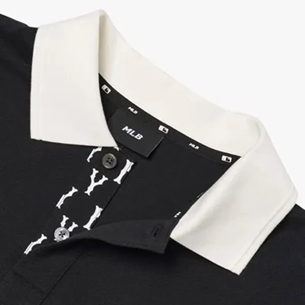 Áo Polo Nam MLB Men's Partial Monogram Collar T-Shirt 3LPQM2023 Màu Đen
