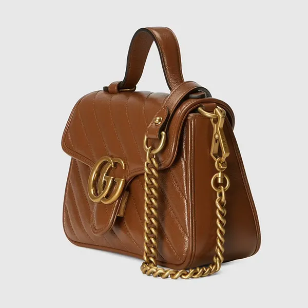Túi Xách Gucci GG Marmont Mini Top Handle Bag ‎583571 0OLFT 2535 Màu Nâu - 3