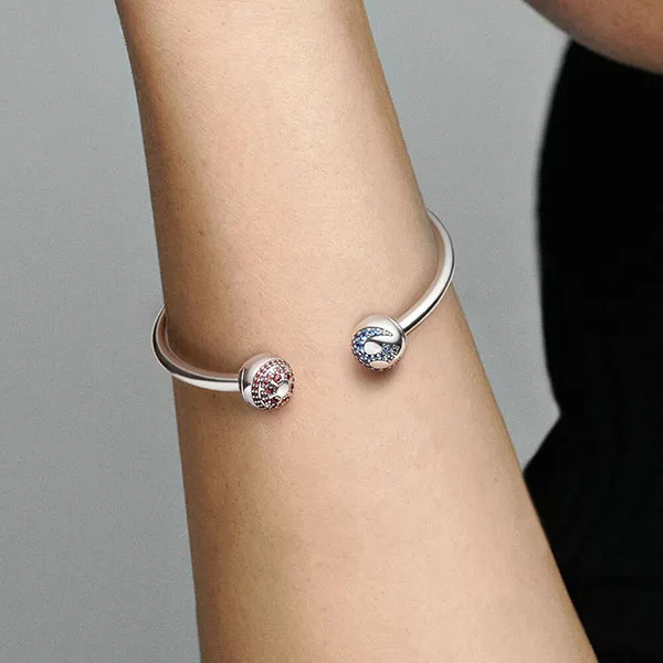 Vòng Đeo Tay Pandora Moments Star Wars Mở Chữ C Gắn Đá 2 Đầu 591139C01 Màu Bạc Size 16.5 - Trang sức - Vua Hàng Hiệu