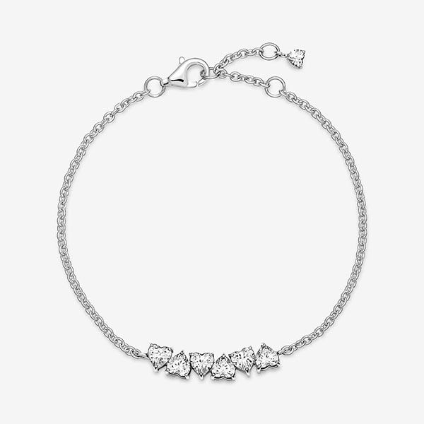 Vòng Đeo Tay Pandora Sparkling Endless Hearts Chain Bracelet 591162C01 Màu Bạc Size 18 - 4