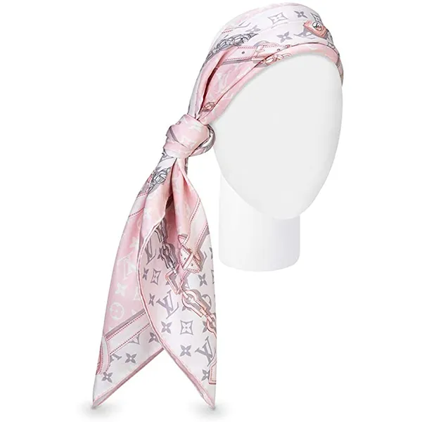 Khăn Nữ Louis Vuitton LV Monogram Confidential Square Scarf Màu Hồng