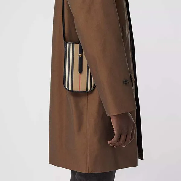 Túi Đeo Chéo Burberry Icon Stripe E-canvas Anne Phone Case with Strap Phối Màu Be Nâu