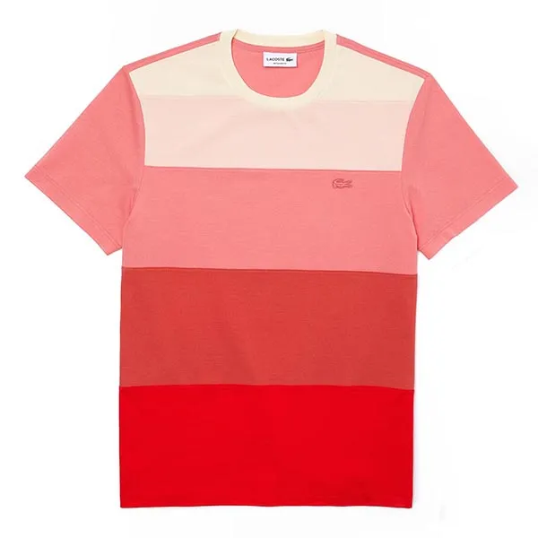 Áo Thun Lacoste Men's Color Block T-Shirt Màu Hồng Đỏ Size S