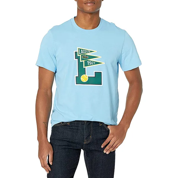 Áo Phông Lacoste Men’s Crew Neck Pennants L Badge Cotton T-Shirt Màu Xanh Da Trời Size S - 1