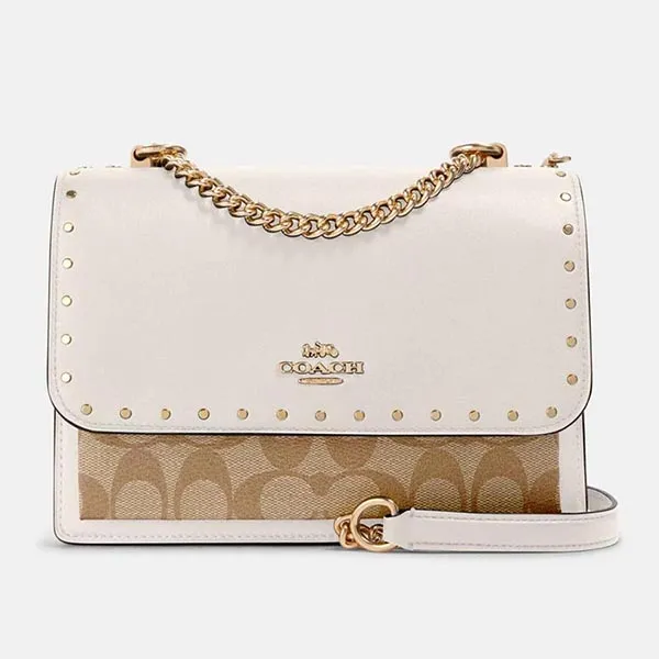 Túi Đeo Chéo Coach Klare Crossbody In Signature Canvas With Rivets Màu Trắng - 3