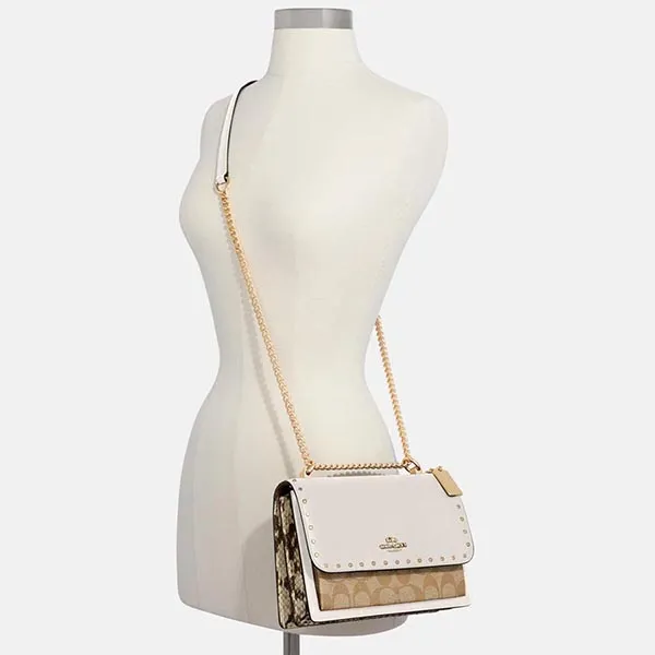 Túi Đeo Chéo Coach Klare Crossbody In Signature Canvas With Rivets Màu Trắng - 1
