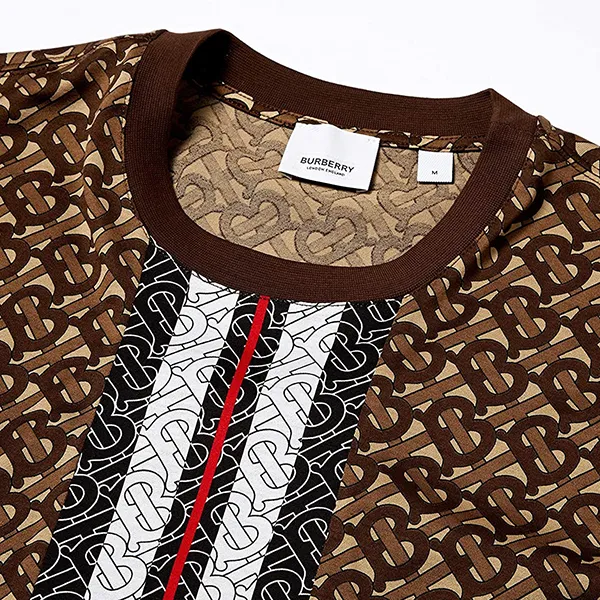 Áo Phông Burberry Monogram Stripe Print Cotton T-Shirt Màu Nâu
