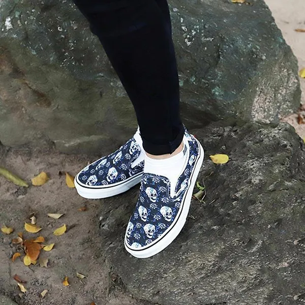 Giày Slip On Vans UA Classic Slip-On Flash Skulls VN0A4U381HJ Màu Đen Xanh Size 42 - Giày - Vua Hàng Hiệu