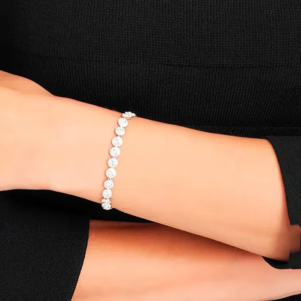 Vòng Đeo Tay Swarovski Angelic Braceletround Cut, White, Rhodium Plated Màu Bạc