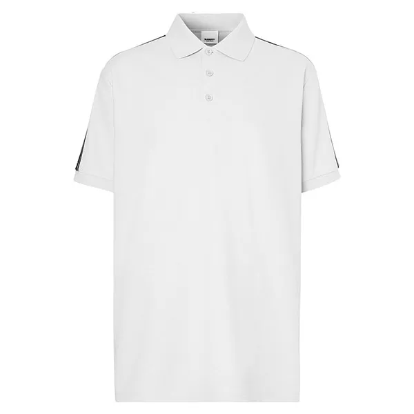 Áo Polo Nam Burberry London England Logo Tape Cotton Pique Polo Shirt Màu Trắng Size S