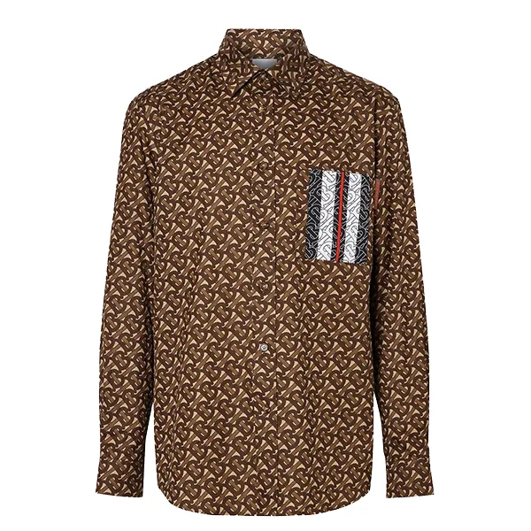 Áo Sơ Mi Burberry Monogram Stripe Print Cotton Shirt Màu Nâu - Thời trang - Vua Hàng Hiệu