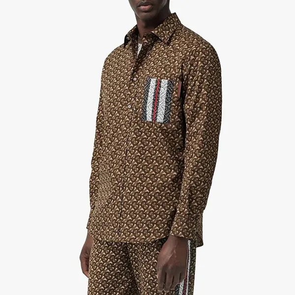 Áo Sơ Mi Burberry Monogram Stripe Print Cotton Shirt Màu Nâu - Thời trang - Vua Hàng Hiệu