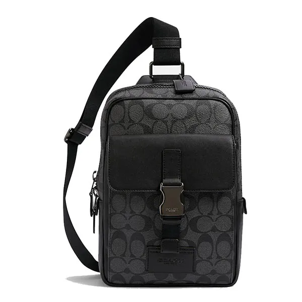 Túi Đeo Chéo Nam Coach Original Coach Track Pack In Colorblock Signature Canvas Men's Leather Crossbody Bag Màu Đen - Túi xách - Vua Hàng Hiệu