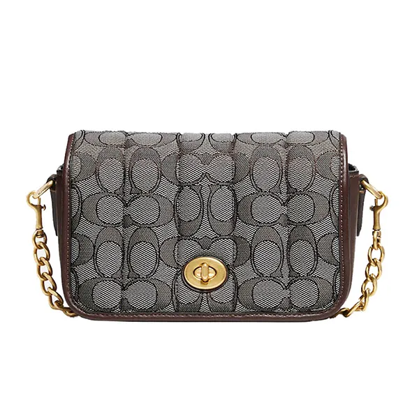 Túi Đeo Chéo Coach Dinky 18 In Signature Jacquard With Quilting C5281 Màu Nâu Ghi - Túi xách - Vua Hàng Hiệu