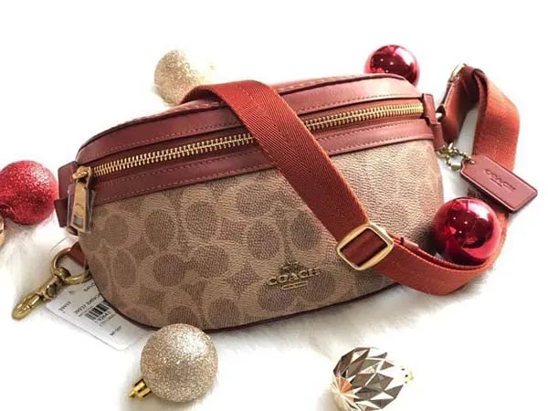 Túi Đeo Hông Coach Belt Bag In Signature Canvas Brown Màu Nâu