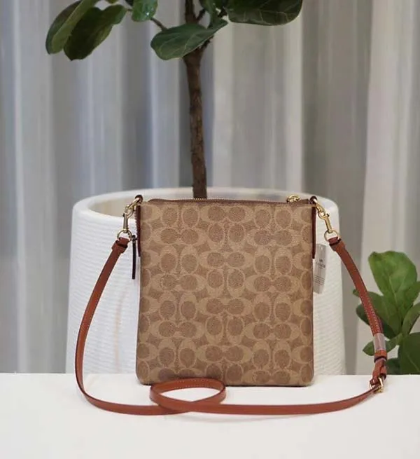 Túi Đeo Chéo Coach Kitt Crossbody Bag Canvas Brown Màu Nâu