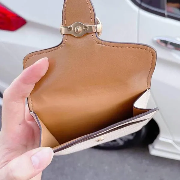 Ví Nữ Coach Georgie Small Wallet In Refined Pebble And Smooth Leather 7250 Chalk Màu Trắng - Túi xách - Vua Hàng Hiệu