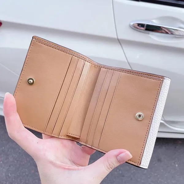 Ví Nữ Coach Georgie Small Wallet In Refined Pebble And Smooth Leather 7250 Chalk Màu Trắng - Túi xách - Vua Hàng Hiệu
