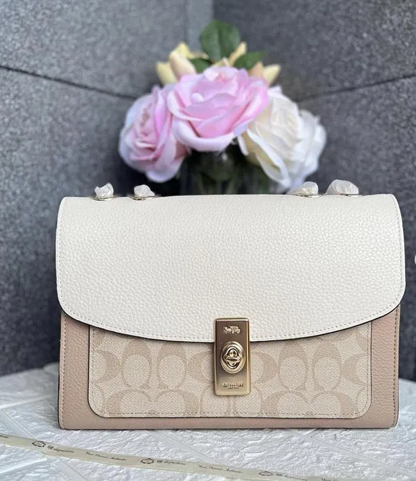 Túi Xách Coach Lane Shoulder Bag In Colorblock Signature Canvas Màu Trắng - Túi xách - Vua Hàng Hiệu