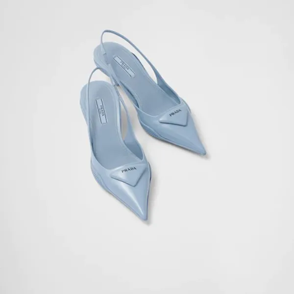 Dép Cao Gót Prada Brushed Leather Slingback Pumps Màu Xanh Da Trời Size 36 - Dép - Vua Hàng Hiệu