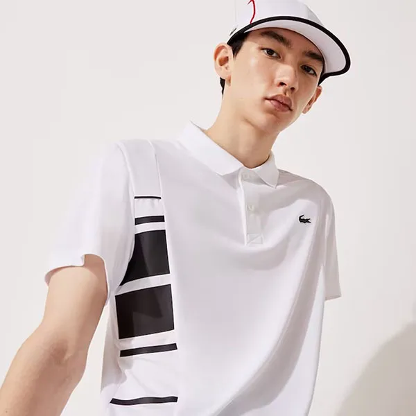 Áo Polo Men's Lacoste SPORT Colour-Block Piqué And Mesh Polo Shirt DH0866 Màu Trắng Size 4