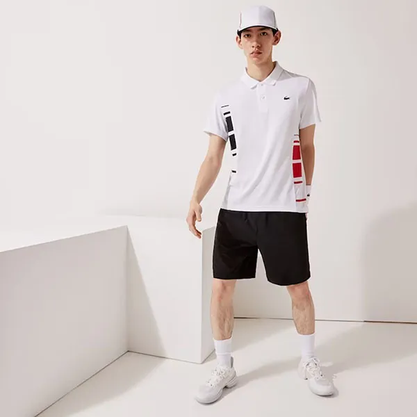 Áo Polo Men's Lacoste SPORT Colour-Block Piqué And Mesh Polo Shirt DH0866 Màu Trắng Size 4