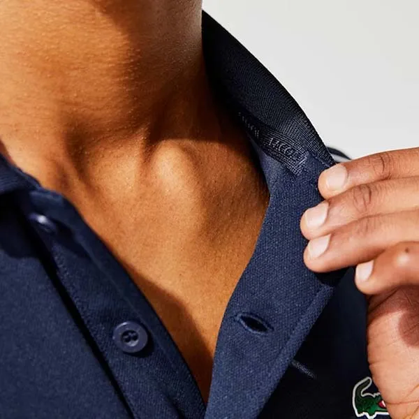Áo Polo Lacoste Men's Sport Contrast Piping Breathable Piqué Màu Xanh Navy Size M