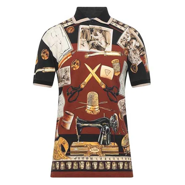 Áo Polo Nam Dolce & Gabbana D&G Polo Shirts In Black Họa Tiết Size 48 - Thời trang - Vua Hàng Hiệu