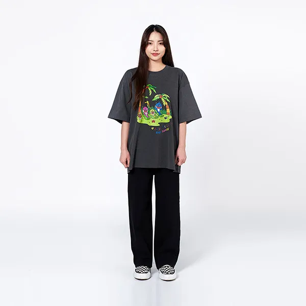 Áo Phông Acmé De La Vie ADLV Ungle Family Short Sleeve T-Shirt Washing Màu Đen Xám