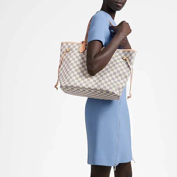 Louis Vuitton Damier Azur Never Full MM N41361 Tote Bag Multicolor