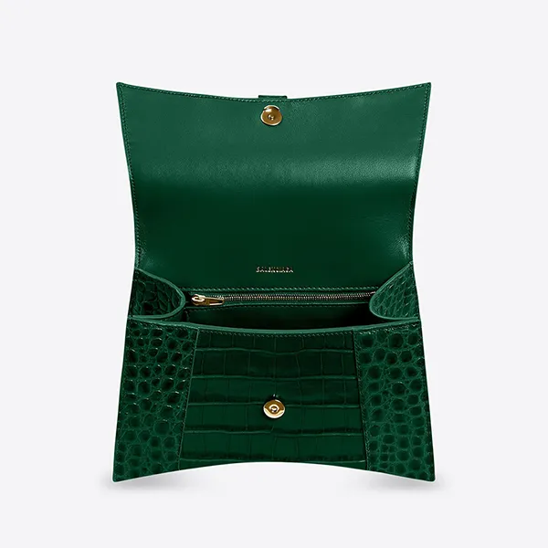 Túi Xách Nữ Balenciaga Hourglass XS Leather Crossbody Bag Màu Xanh Lá Cây