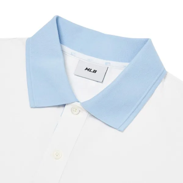 Áo Polo Nam MLB Men's Partial Monogram Collar T-Shirt 3LPQM2023 Màu Trắng Size M