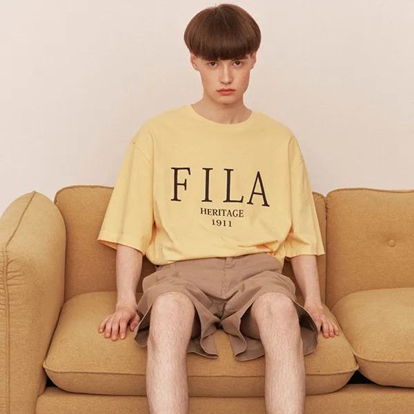 Áo Thun Unisex Fila Heritage Serif Logo FE2RSD5111X-YEW Màu Vàng - Thời trang - Vua Hàng Hiệu