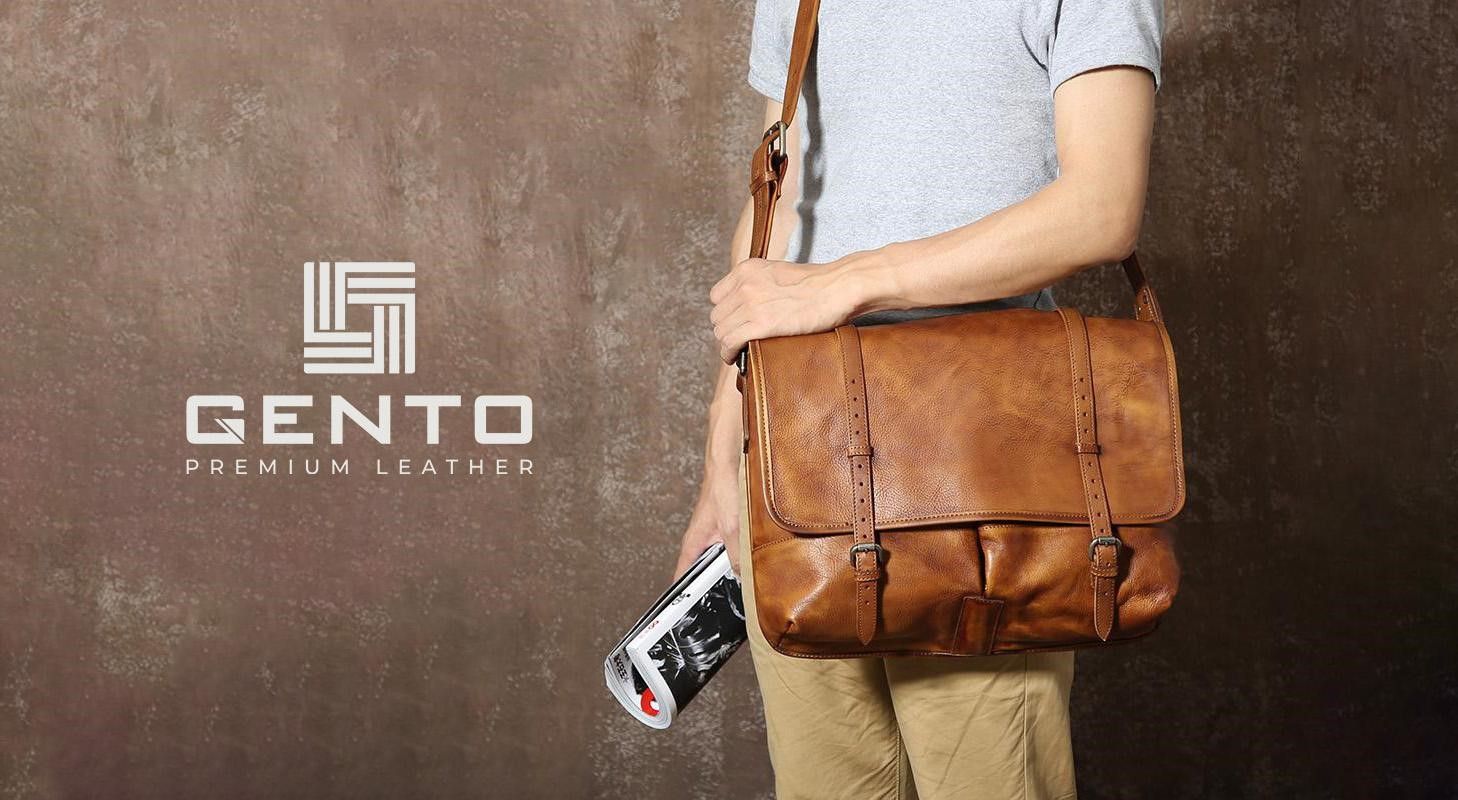 Túi đeo chéo nam hàng hiệu Gento, chất liệu da thật tạo nên thương hiệu đẳng cấp-2