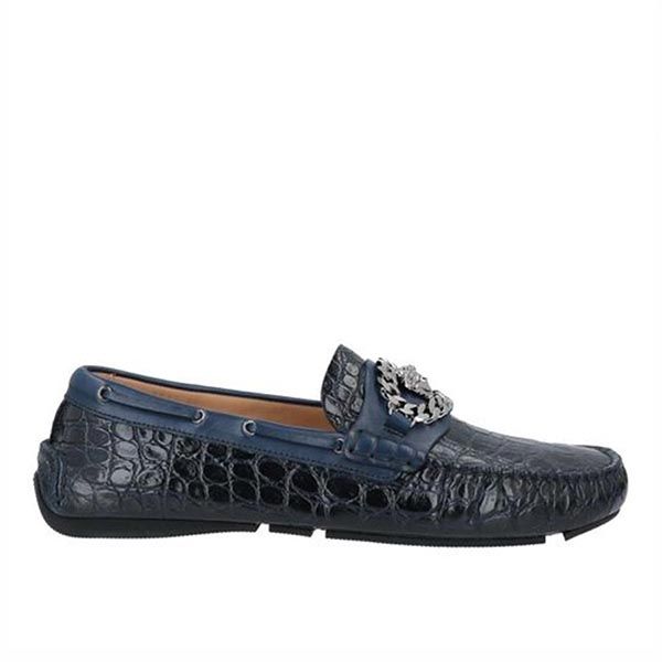Giày Lười Versace Men's Blue Loafer Màu Xanh Navy Size 41.5 - 4