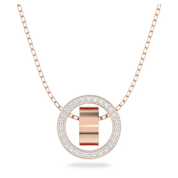 Dây Chuyền Swarovski Hollow Pendantcircle, White, Rose Gold-Tone Plated Màu Vàng Hồng